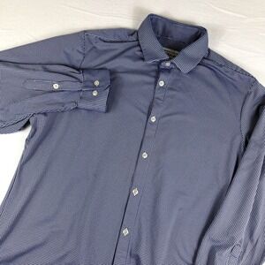 Mizzen+Main Spinnaker Collection Mens L Standard Gingham Dress Shirt Blue White